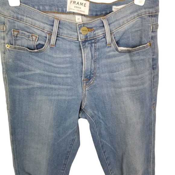 Frame Womens 27 Blue Light Wash Denim Le Skinny de - Picture 3 of 10